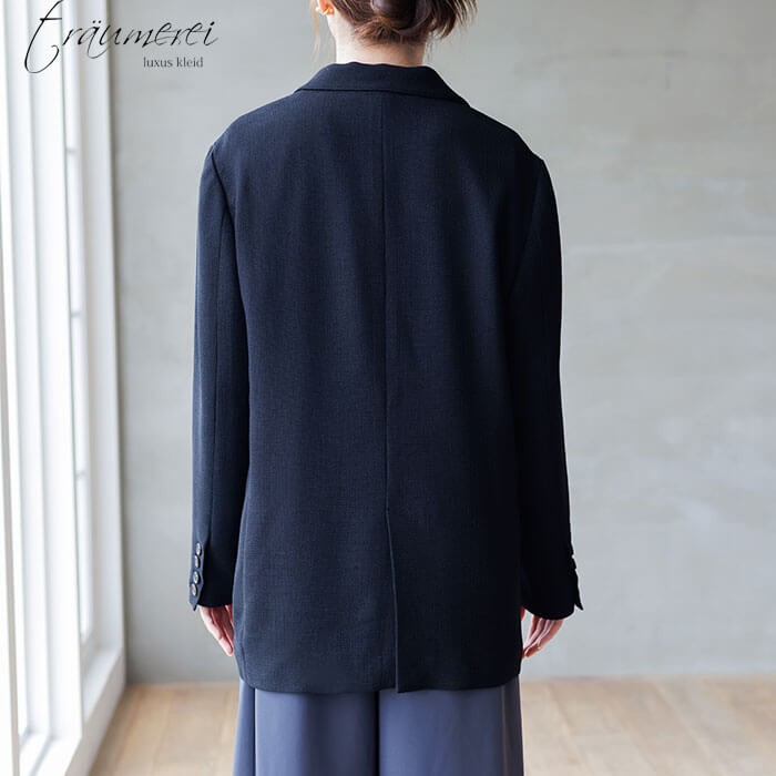 WEB限定｜からみ織テーラードジャケット M・ブラック｜東京ソワール