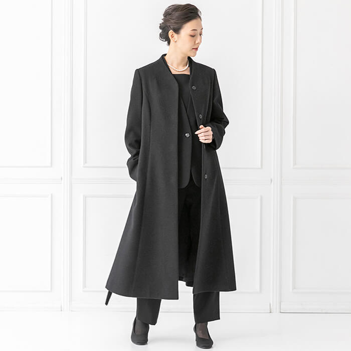 ウール100％のロングコート 5号・ブラック｜東京ソワールオンラインストア