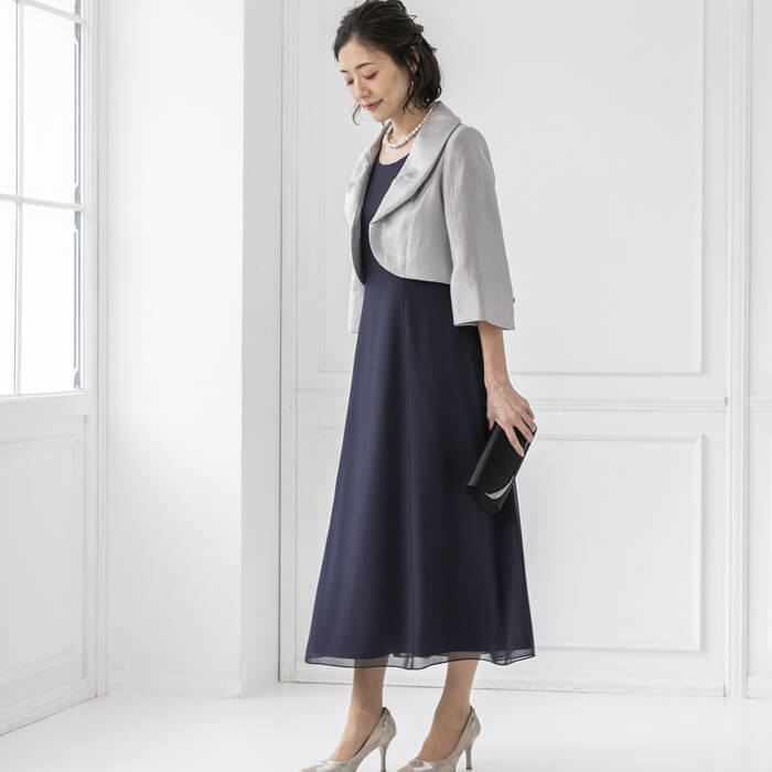 ワッシャー素材のボレロ風ジャケット 11号・グレー｜東京ソワール