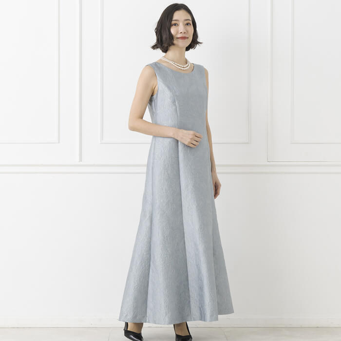 ケープ付きロングドレス 13号・ウォーターブルー｜東京ソワール