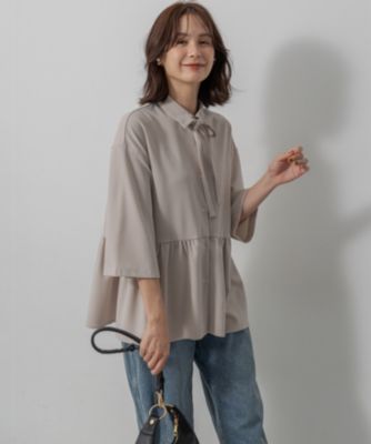 組曲(クミキョク)のジョーゼットジャージーボウタイチュニック