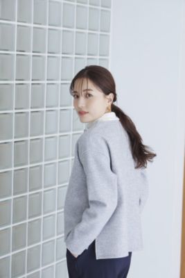 OURHOME(アワーホーム)の【洗える】ウール混素材のキーネックプル