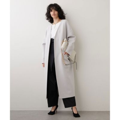 Whim Gazette(ウィム ガゼット)のノーカラーロングリバーコート通販