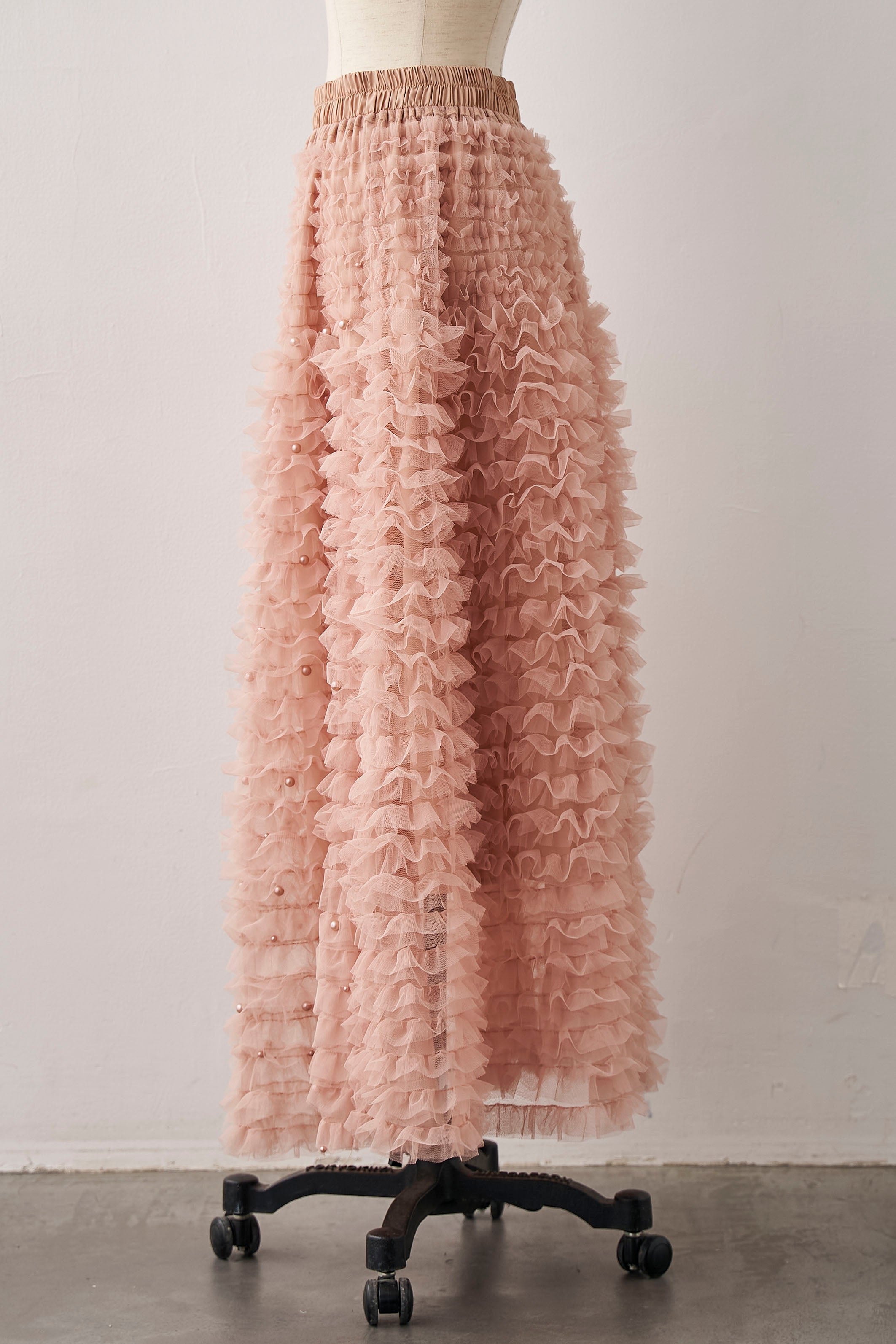 予約]パール付きホイップチュールスカート – Frene