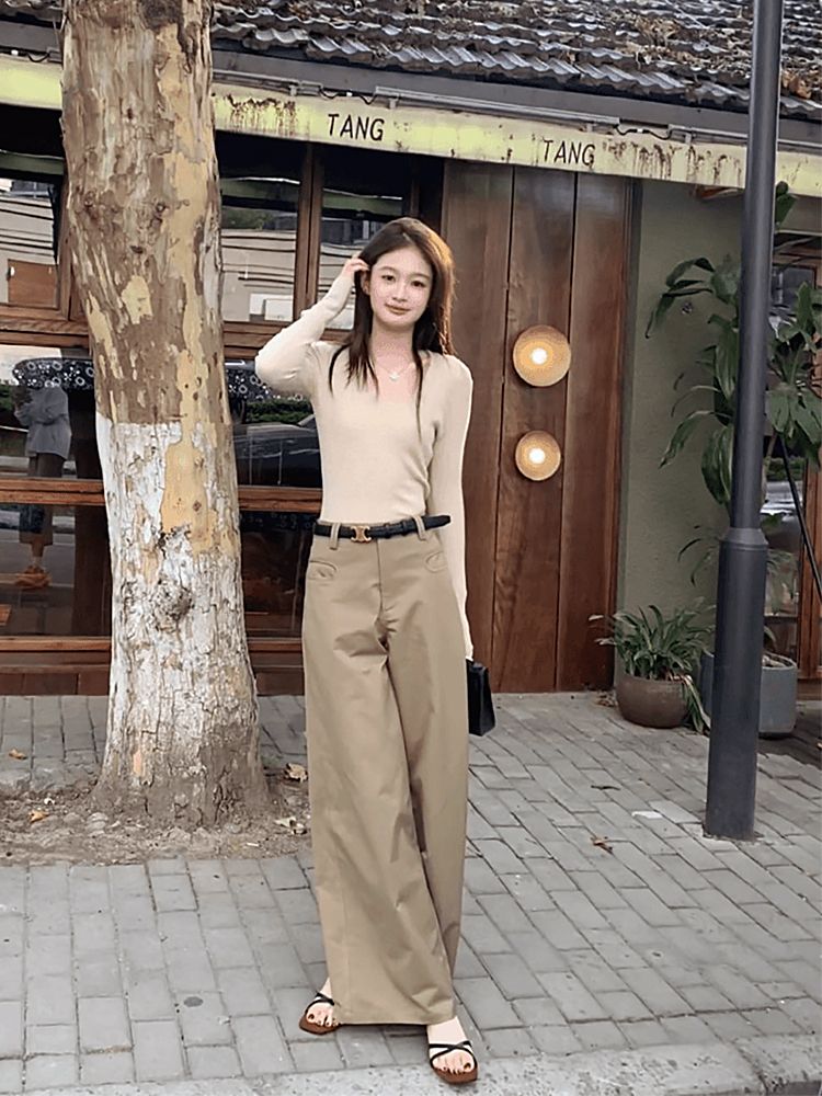 上品なハイウエストワイドパンツ レディース|ワイドタックパンツ専門