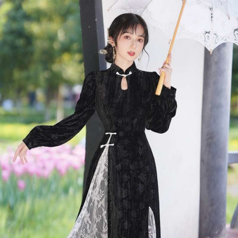 チャイナ服 清楚優雅な中華風ロングドレス ワンピース|チャイナ服専門