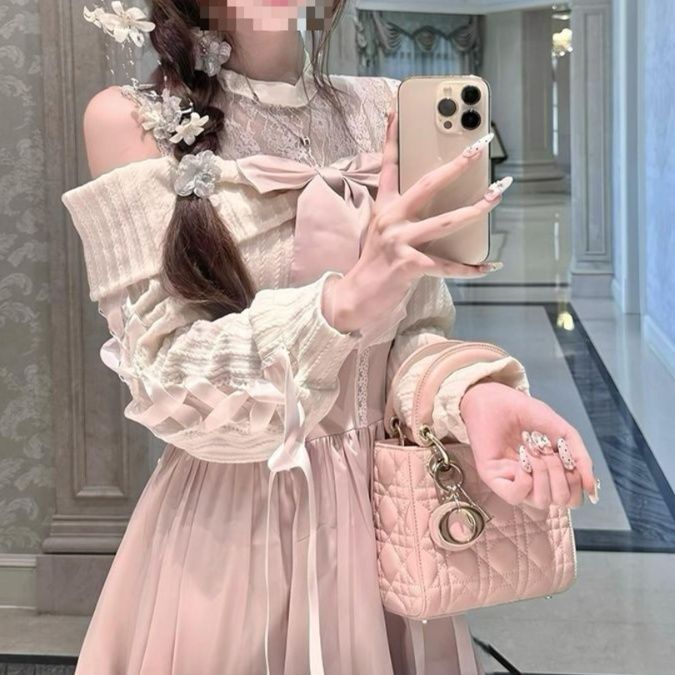 地雷系ファッション フリル襟付き ニットワンピース ワンピース|地雷系