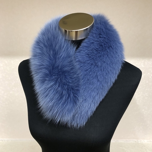 イタリア染め ファー マフラー シャドーフォックス ターコイズブルー