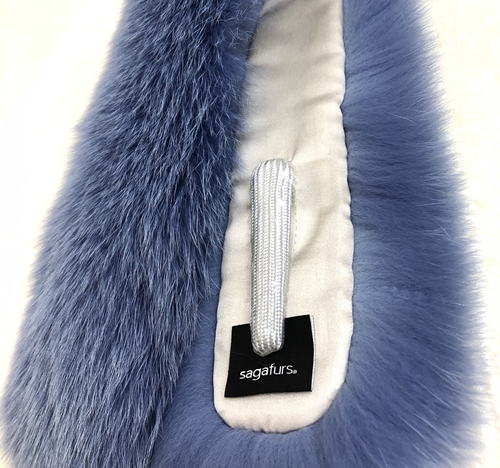 イタリア染め ファー マフラー シャドーフォックス ターコイズブルー